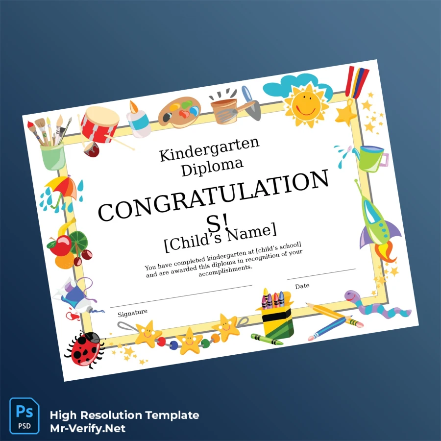 USA Kindergarten School Kindergarten Diploma Template – Fully Editable & Print-Ready USA Kindergarten School Kindergarten Diploma Template – Fully Editable & Print-Ready