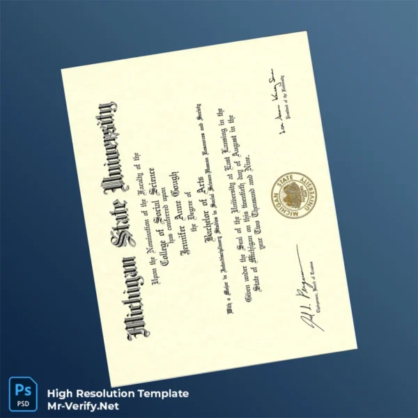 USA Michigan State University Bachelor of Arts Template – Fully Editable & Print-Ready USA Michigan State University Bachelor of Arts Template – Fully Editable & Print-Ready