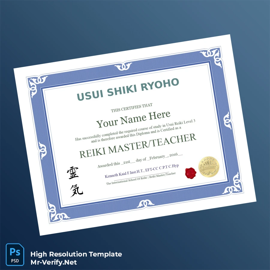 USA The International School of Reiki Usui Reiki Level 3 Certification Diploma – Fully Editable High Resolution USA The International School of Reiki Usui Reiki Level 3 Certification Diploma – Fully Editable High Resolution
