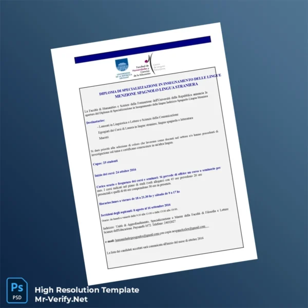 Uruguay University of the Republic Diploma in Language Teaching – Fully Editable High Resolution 6 Page Uruguay University of the Republic Diploma in Language Teaching – Fully Editable High Resolution 6 Page