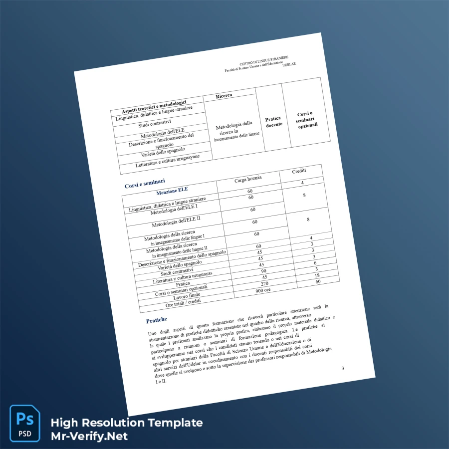 Uruguay University of the Republic Diploma in Language Teaching – Fully Editable High Resolution 6 Page Uruguay University of the Republic Diploma in Language Teaching – Fully Editable High Resolution 6 Page