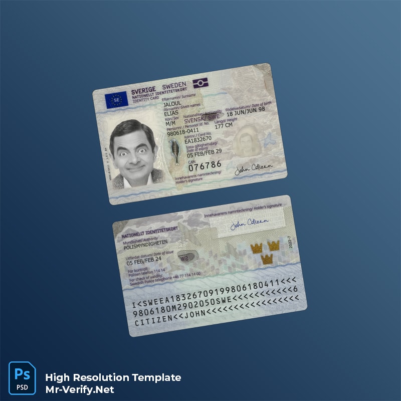 Sweden ID template in PSD format Sweden ID template in PSD format