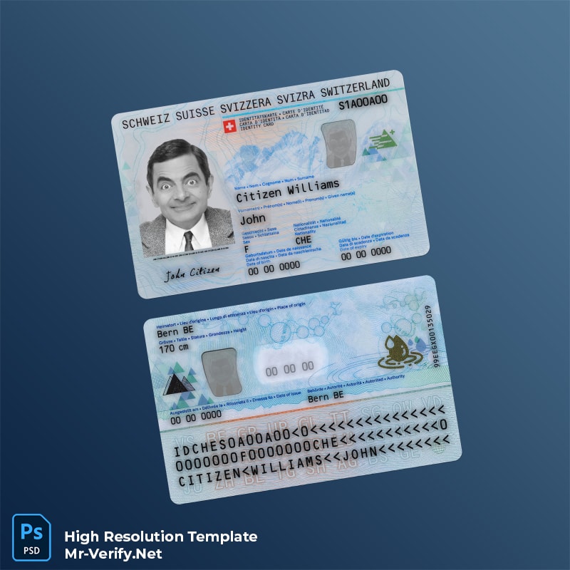 Switzerland ID template in PSD format fully editable, with all fonts – High Resolution PSD Switzerland ID template in PSD format fully editable, with all fonts – High Resolution PSD