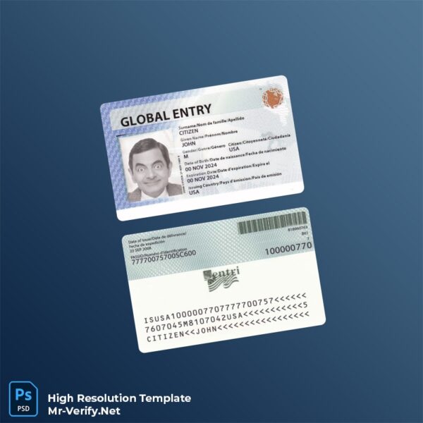USA Global entry card PSD template – Fully Editable High-Resolution PSD USA Global entry card PSD template – Fully Editable High-Resolution PSD