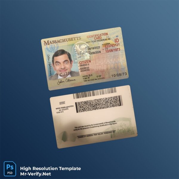 USA Massachusetts ID card PSD template – Fully Editable High-Resolution PSD USA Massachusetts ID card PSD template – Fully Editable High-Resolution PSD