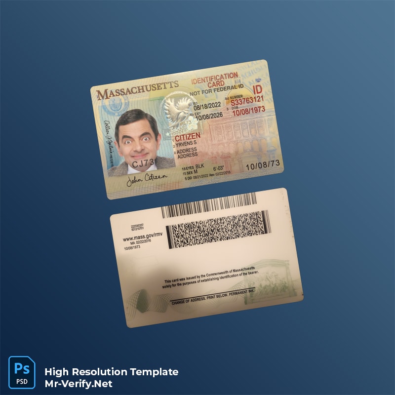 USA Massachusetts ID card PSD template – Fully Editable High-Resolution PSD USA Massachusetts ID card PSD template – Fully Editable High-Resolution PSD