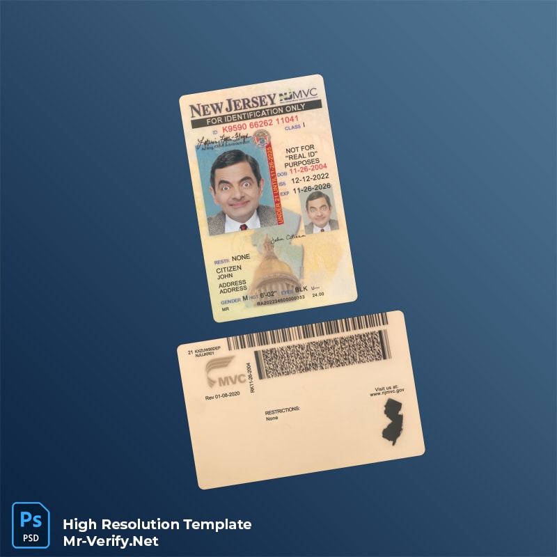 USA New Jersey ID card PSD template – Fully Editable High-Resolution Design USA New Jersey ID card PSD template – Fully Editable High-Resolution Design