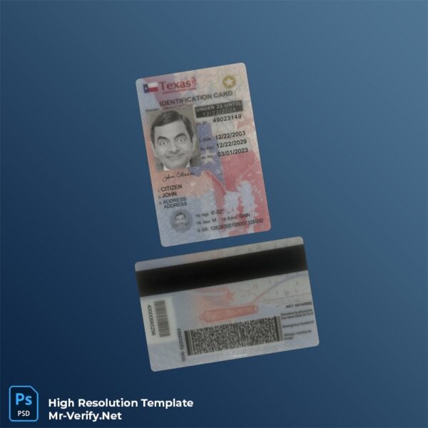 USA Texas ID Card PSD Template