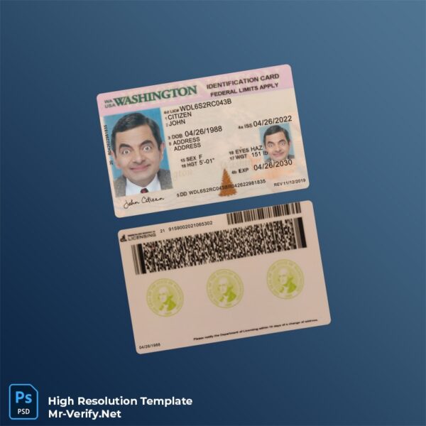 USA Washington ID card PSD template – Fully Editable High-Resolution PSD USA Washington ID card PSD template – Fully Editable High-Resolution PSD