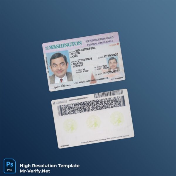 USA Washington ID card PSD template – Fully Editable High-Resolution PSD USA Washington ID card PSD template – Fully Editable High-Resolution PSD