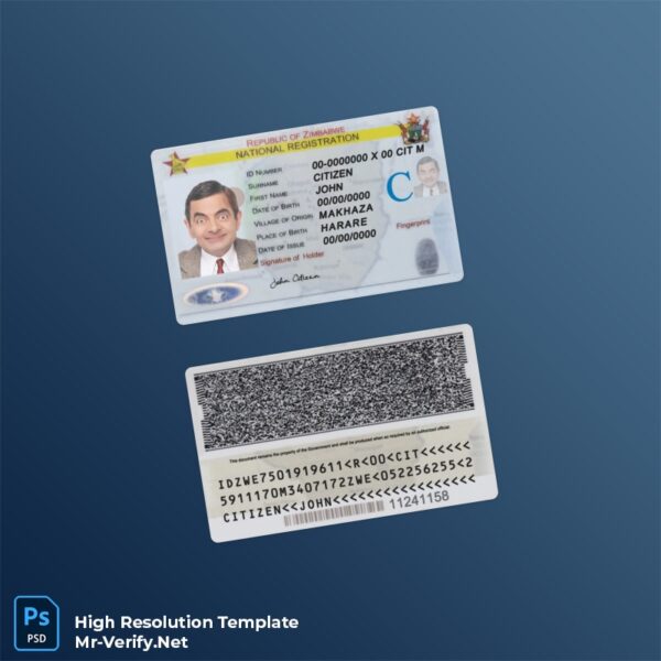 Zimbabwe national registration ID card PSD template – Fully Editable High-Resolution PSD Zimbabwe national registration ID card PSD template – Fully Editable High-Resolution PSD