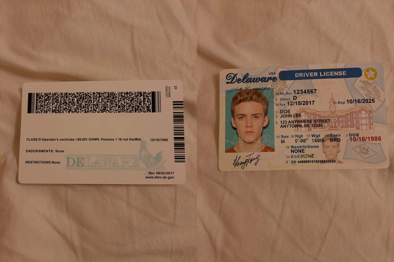 delaware result image preview - USA Delaware Driver License