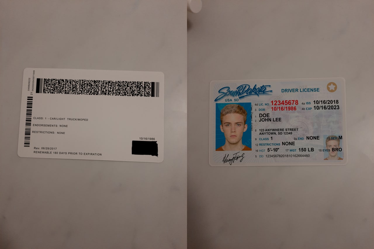 usa dl sd - USA South Dakota Driver License