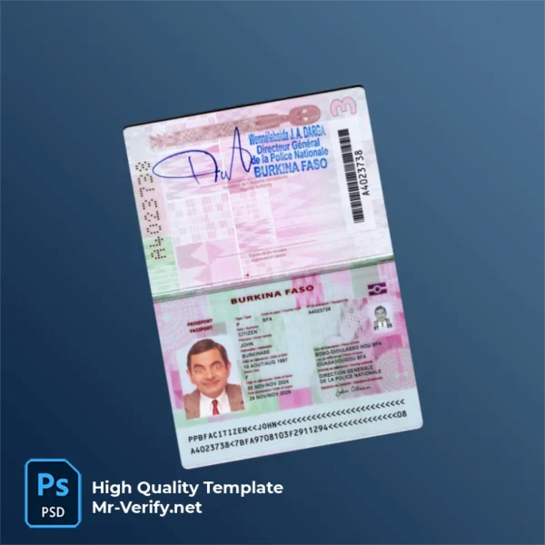 Burkina Faso Passport PSD Template Version 2 (2024-present) - digital restoration project file