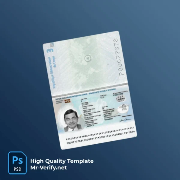 Congo Passport PSD Template Version 2 (2025-present) - fully editable photoshop layers