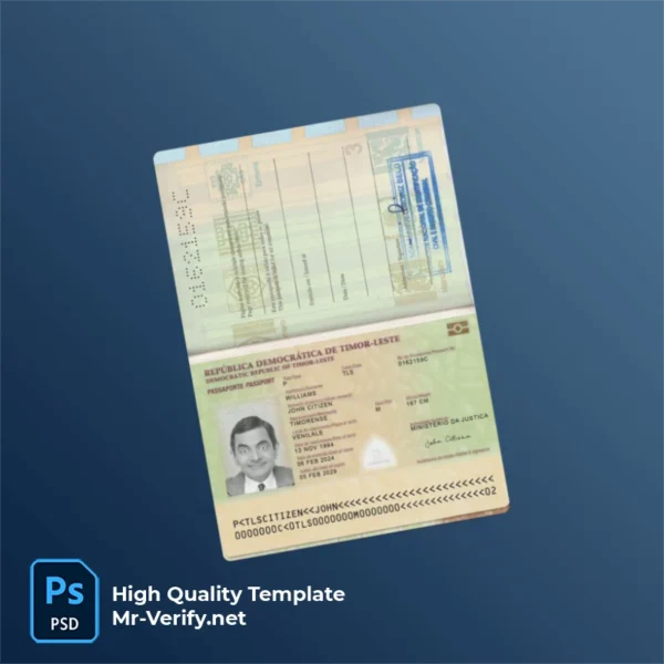 Timor Leste Passport PSD Template Version 2 (2024-present) - detailed close-up of paper texture