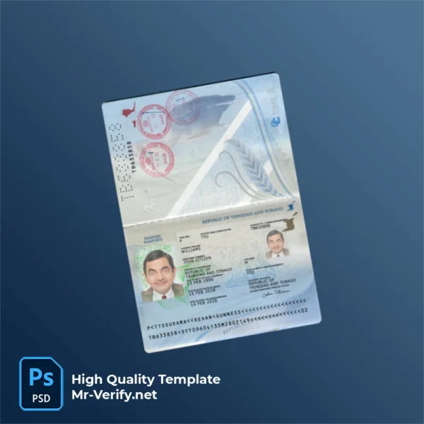 Trinidad And Tobago Passport PSD Template Version 2 (2018-present) - digital restoration project file