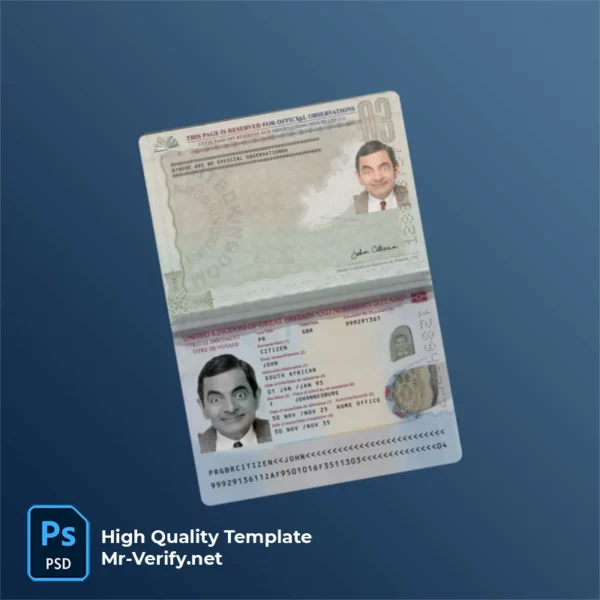 United Kingdom Passport PSD Template Version 6 (2025-present) - Grid Layout View United Kingdom Passport PSD Template Version 6 (2025-present) - high quality preview for designers