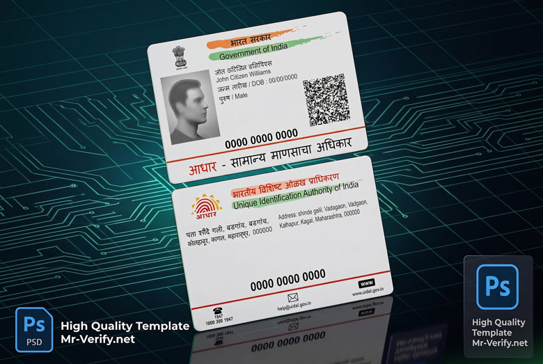 India id card psd
