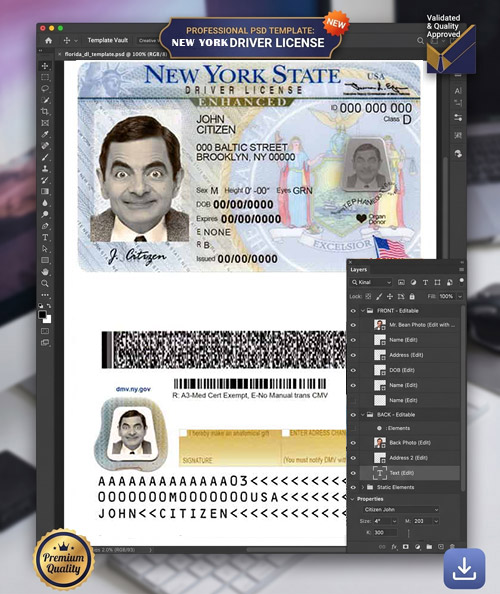 New York Driver License PSD Template
